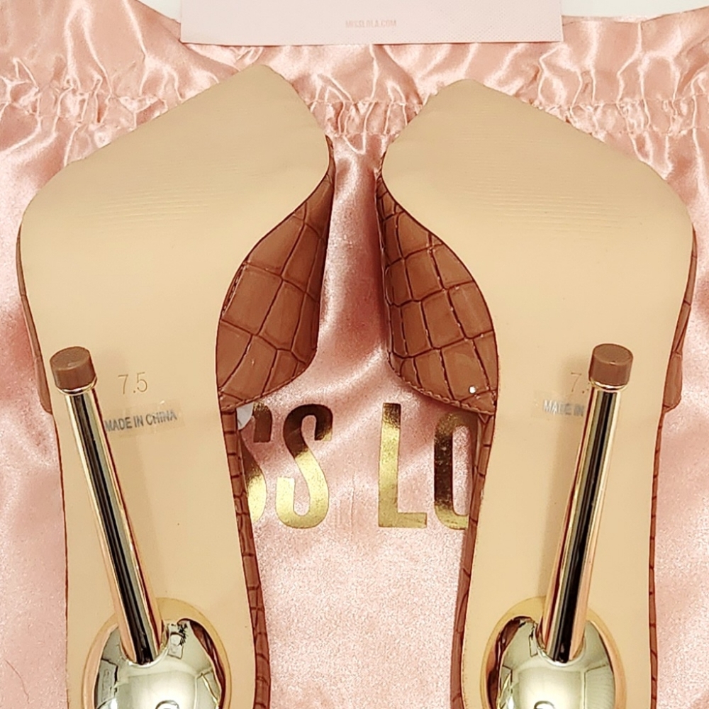 Miss Lola High Heel Mules - Tan - Picture 6 of 8